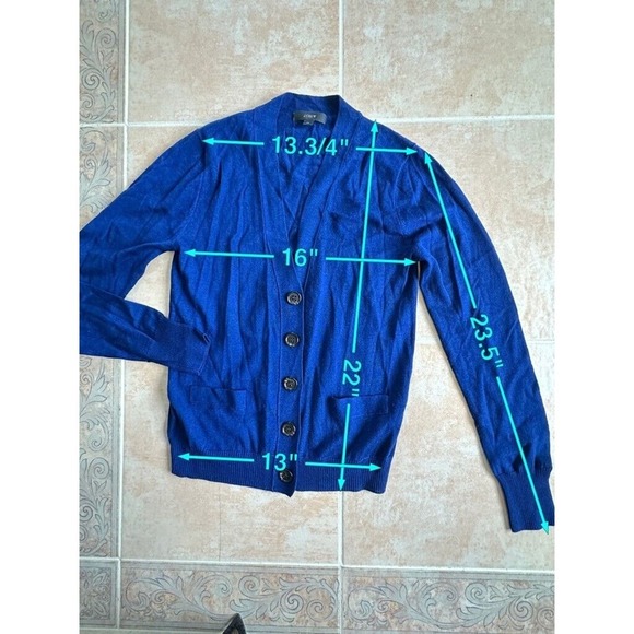 J. Crew Merino Wool Navy‎ front button Lightweight sweater Women size XS - Picture 2 of 8